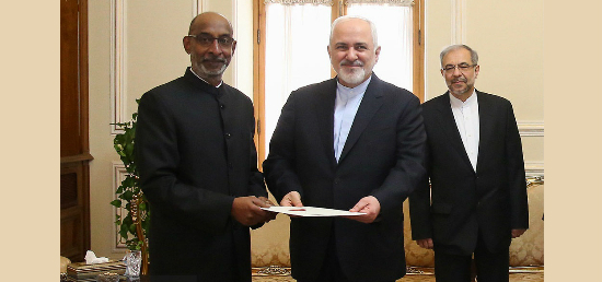  Ambassador Mr. Gaddam Dharmendra presents copy of his credentials to Hon'ble Foreign Minister of IR of Iran, Dr. Mohammad Javad Zarif