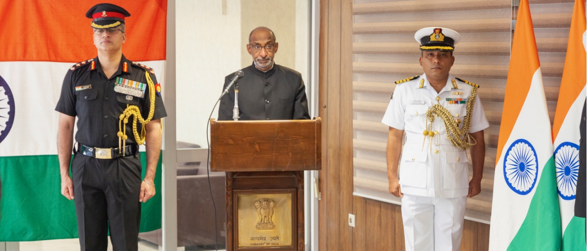  Ambassador Gaddam Dharmendra addressing on the occasion of 74th Independence Day of India celebrated in Tehran by Embassy of India in a restricted format due to Covid-19 